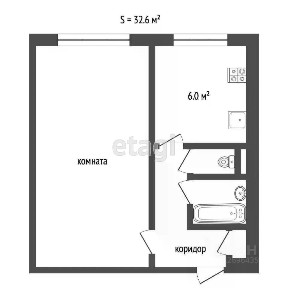 Продается 1-комн. квартира, 32,6 м²