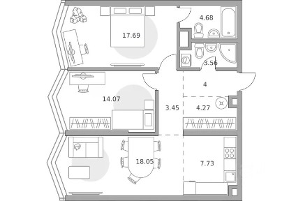 Продается 2-комн. квартира, 77,5 м²