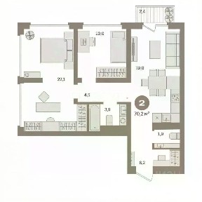Продается 2-комн. квартира, 70,2 м²