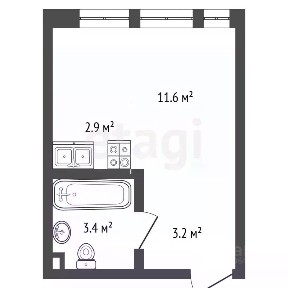 Продается студия, 21,1 м²
