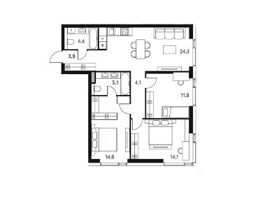 Продается 3-комн. квартира, 82,9 м²