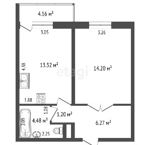 Продается 1-комн. квартира, 43 м²
