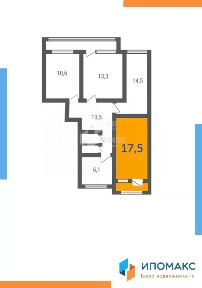 Продается 38% квартиры, 73,6/55,9/6,1 м²