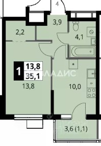 Продается 1-комн. квартира, 35,1 м²