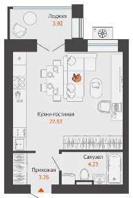 Продается студия, 32 м²