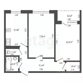 Продается 2-комн. квартира, 51,7 м²