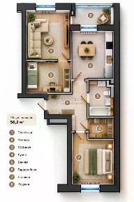 Продается 2-комн. квартира, 56,2 м²