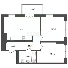 Продается 2-комн. квартира, 55,7 м²